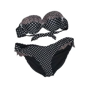 polkadot and cheetah print pinup bikini